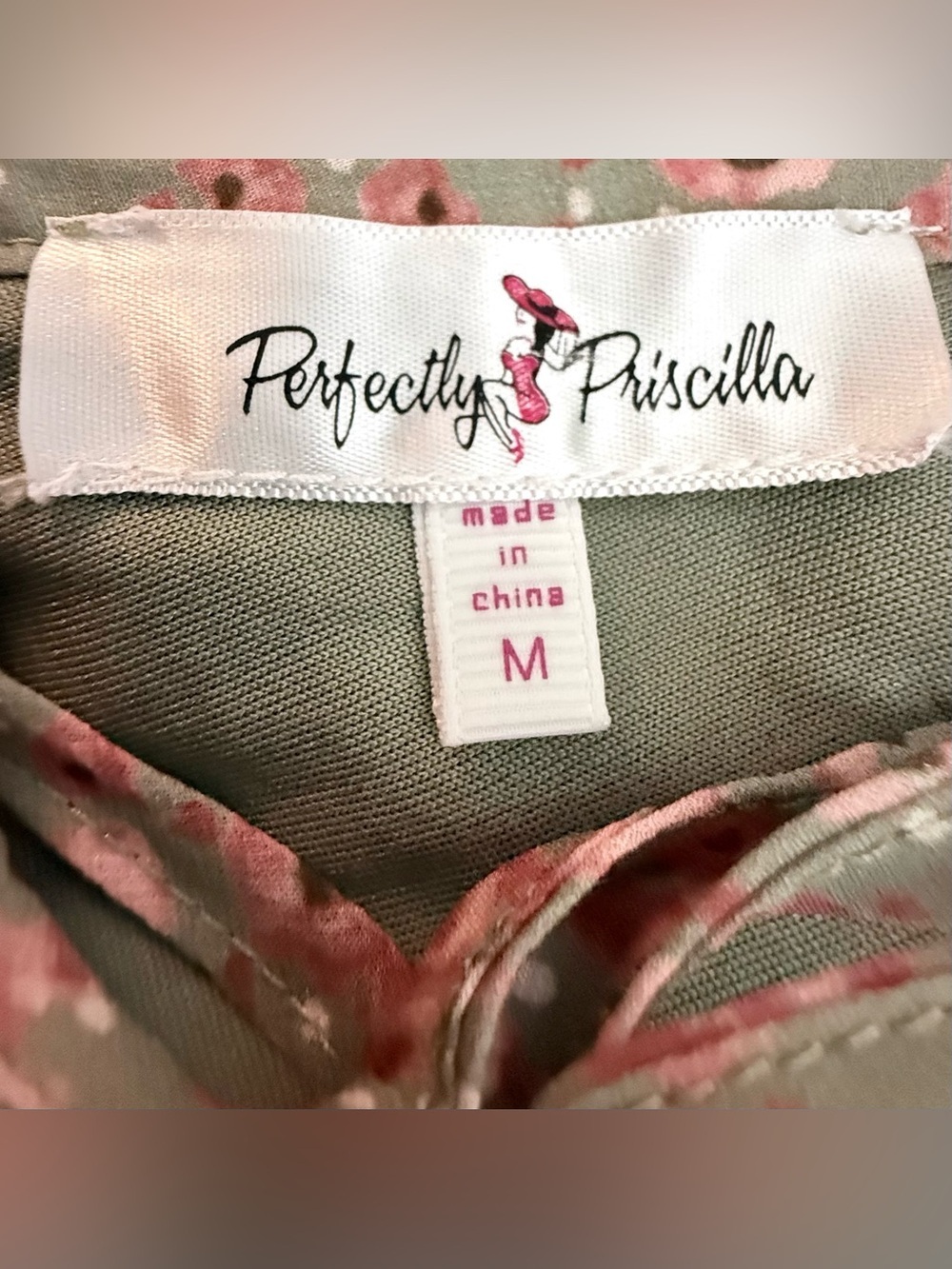 Perfectly Priscilla Boutique Mini Dress With A Green Pink Floral Pattern Size M - Picture 12 of 14